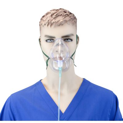 Oxygen Medium-Concentration Mask + 7' (2.1m) tubing, Adult 50/cs- Dynarex