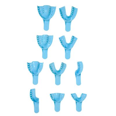 Blue Perforated Impression Trays, 12/Bag - SafeDent 