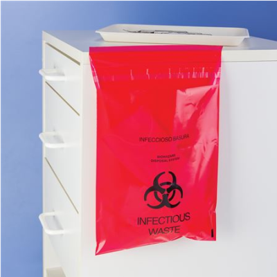 Biohazard Waste Bags 9" x 10", Adhesive, 200 Bags - AmeriCan Goods 