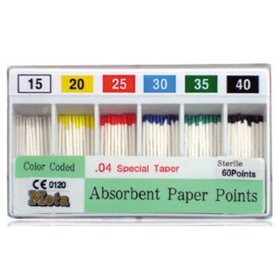 Absorbent Paper Points Taper .04 Choose your #, 60/pk - Meta