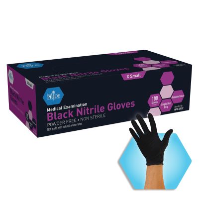 Black Nitrile Exam Gloves, 50/Bx - ShieldLine 