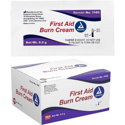First Aid Burn Cream, 0.9g foil packet, 144/Bx - Dynarex