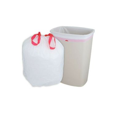 13 Gallon Commercial Home Kitchen Drawstring Trash Bag Garbage White, 14/Pc Box