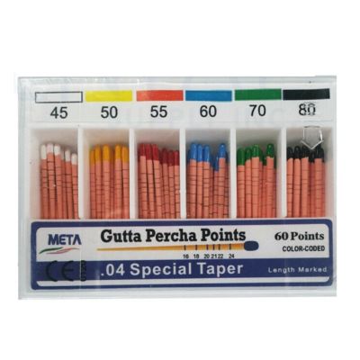 Gutta Percha Points Taper .04, 60/Pk - Meta 