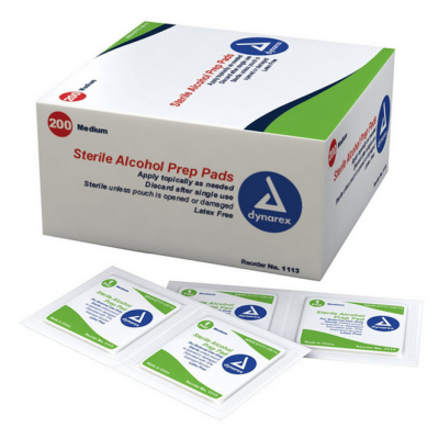 Medium Alcohol Prep Pads, 200/Bx - Dynarex 