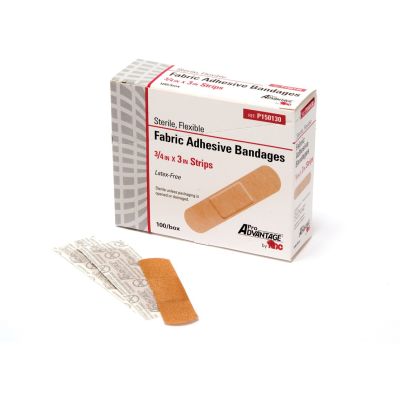 Fabric Adhesive Bandage, Strips, ¾" x 3", 100/bx - Pro Advantage
