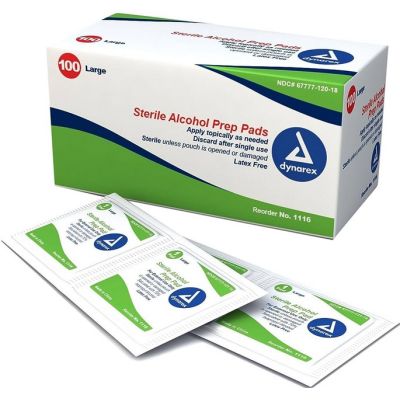 Large Alcohol Prep Pads, 100/Bx - Dynarex 