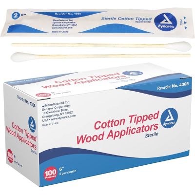 Sterile Cotton Tipped Applicators , 6", 200/pack - Dynarex 