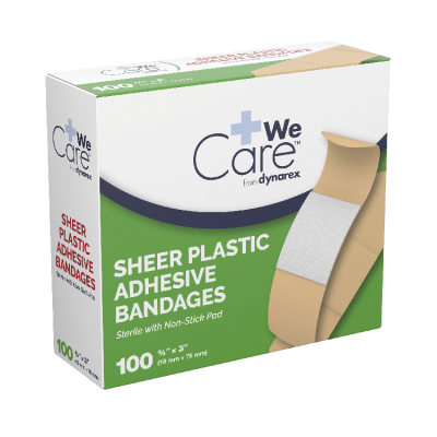 Sheer Plastic Bandages 3/4" x 3", Sterile - Dynarex 