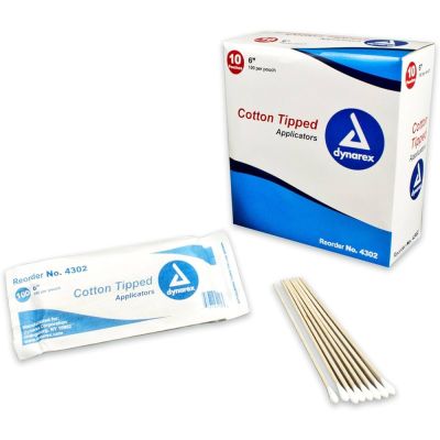Cotton Tipped Applicators Non Sterile, 6", 1000/Pkg - Dynarex 