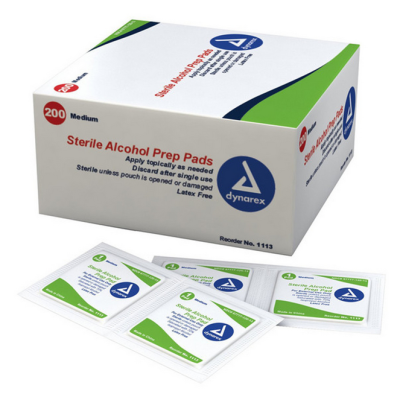 Medium Alcohol Prep Pads, 200/Bx - Dynarex
