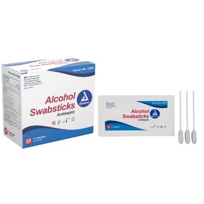 Alcohol Swabstick, 4", 10Bx/25Pk 3 Swabsticks Per Pack - Dynarex